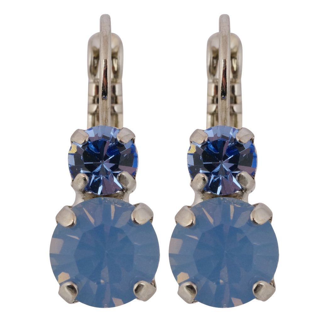Mariana "Blue Skies" Rhodium Plated Petite Round Crystal Drop Earrings