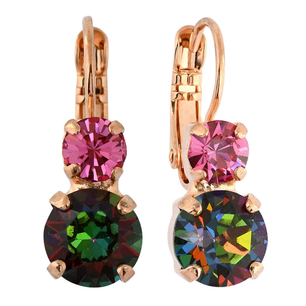 Mariana "Tutti Frutti" Rose Gold Plated Petite Round Crystal Drop Earrings