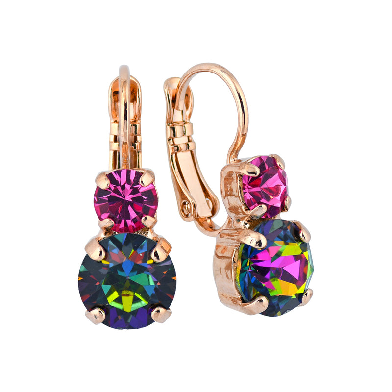 Mariana Jewelry "Tutti Frutti" Rose Gold Plated Petite Round Crystal Drop Earrings
