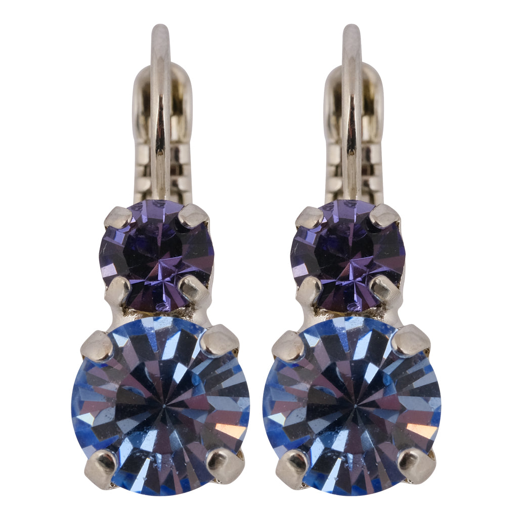 Mariana "Lavender Fields" Rhodium Plated Petite Round Crystal Drop Earrings