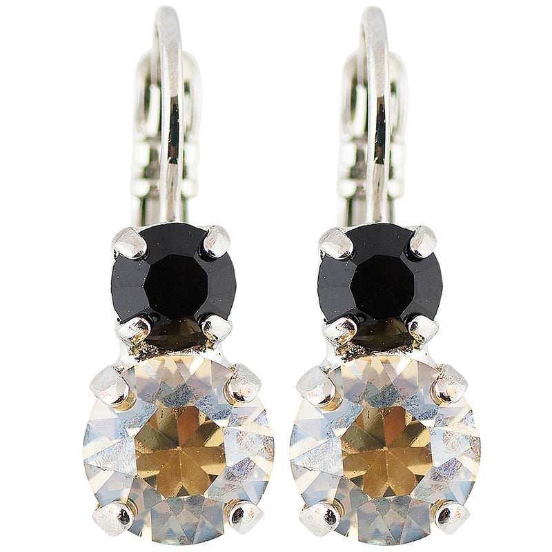 Mariana Jewelry Black Orchid Rhodium Plated Crystal Rondelle Drop Earrings