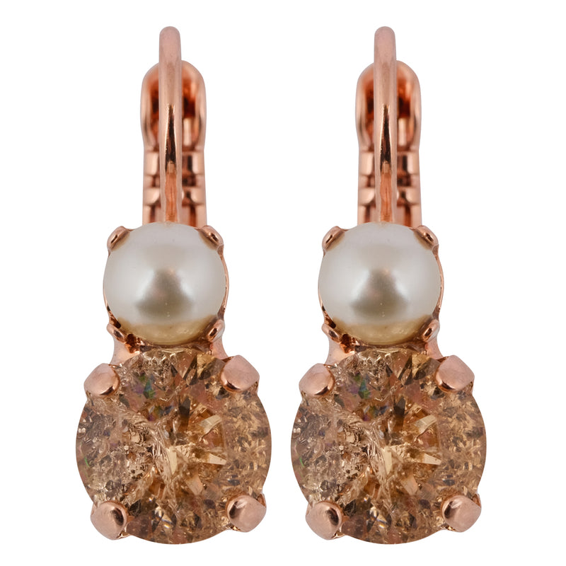 Mariana "Desert Rose" Rhodium Plated Petite Round Crystal Drop Earrings