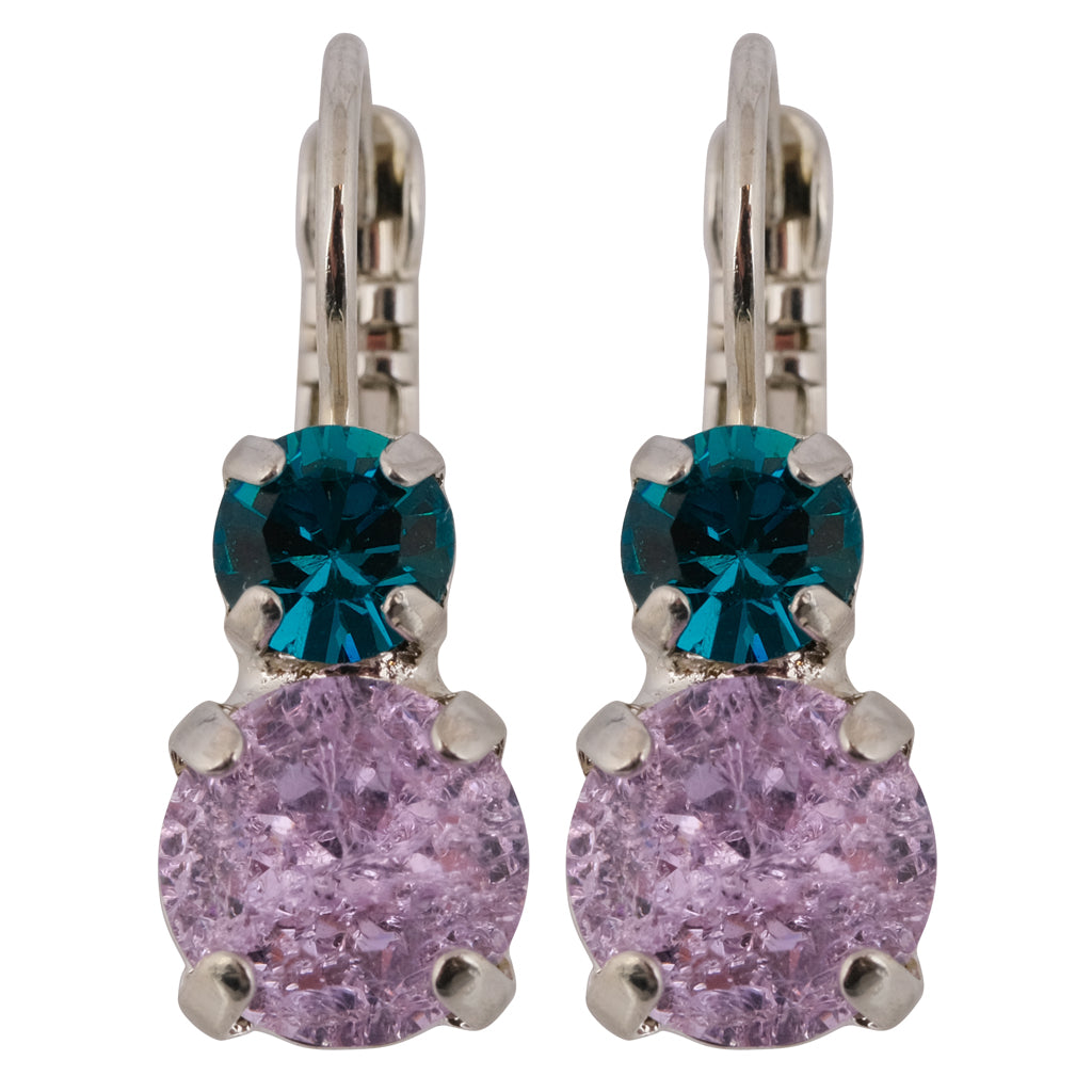 Mariana "Violet" Rhodium Plated Petite Round Crystal Drop Earrings