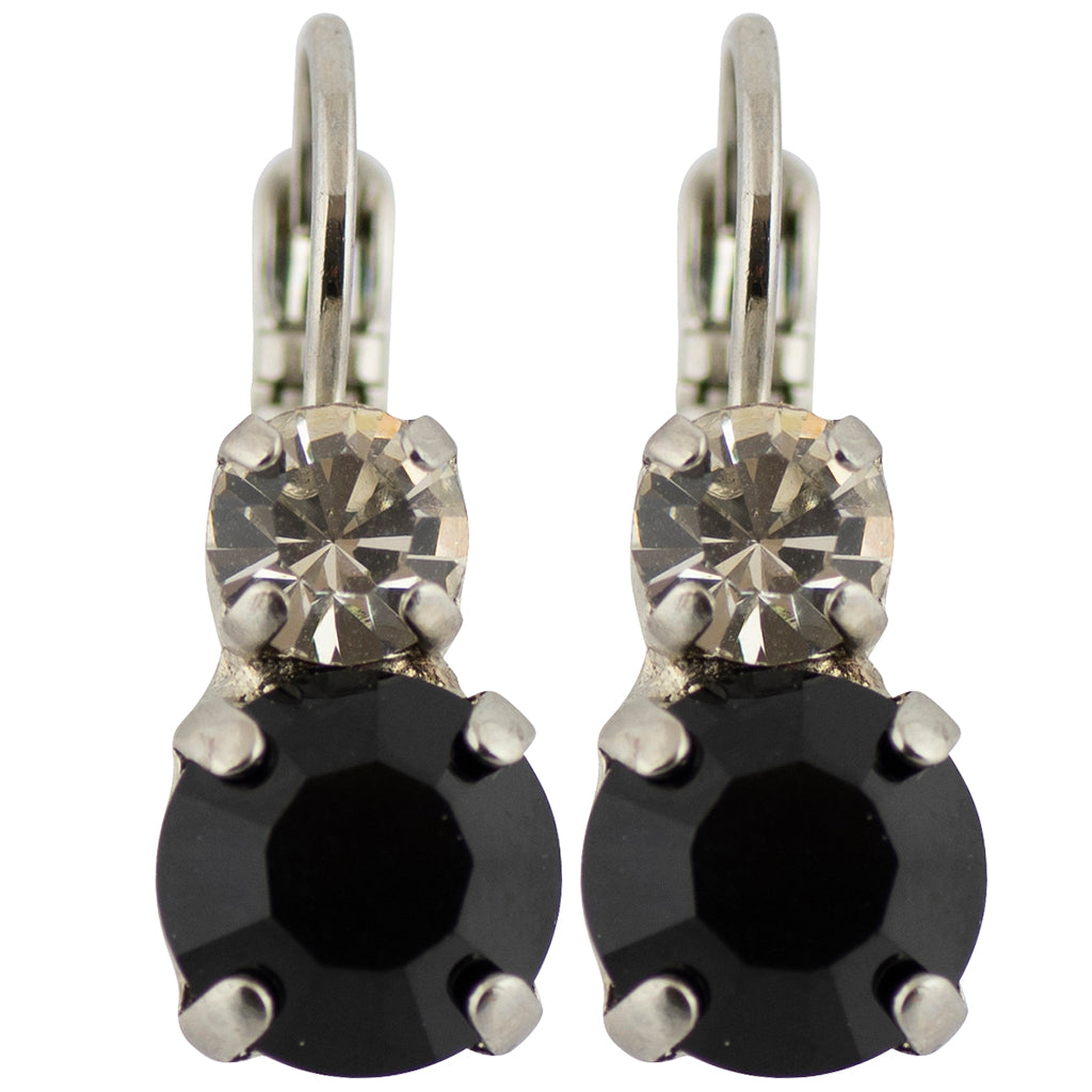 Mariana"Checkmate" Rhodium Plated Petite Round Crystal Drop Earrings
