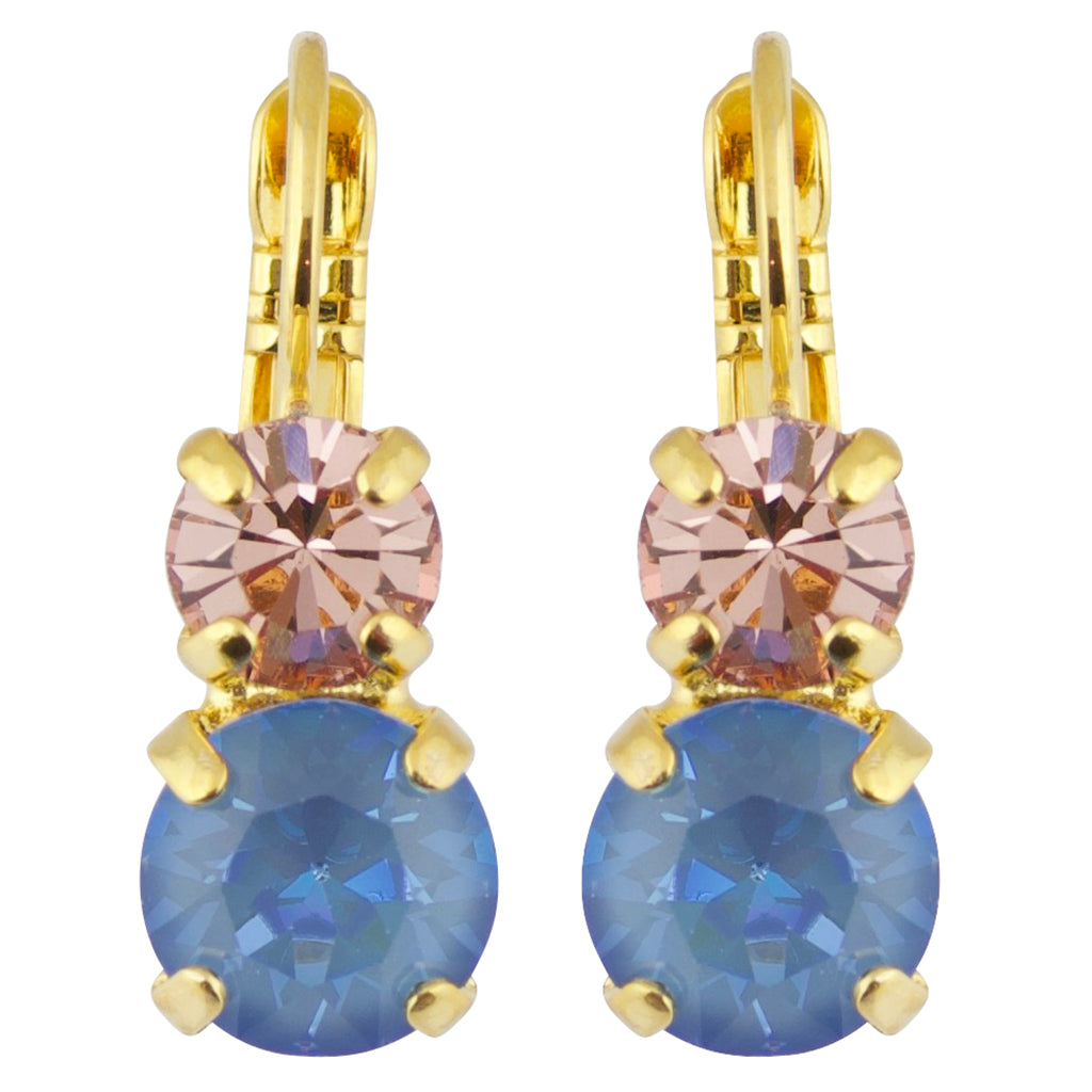 Mariana Blue Morpho Gold Plated Crystal Petite Round Drop Earrings