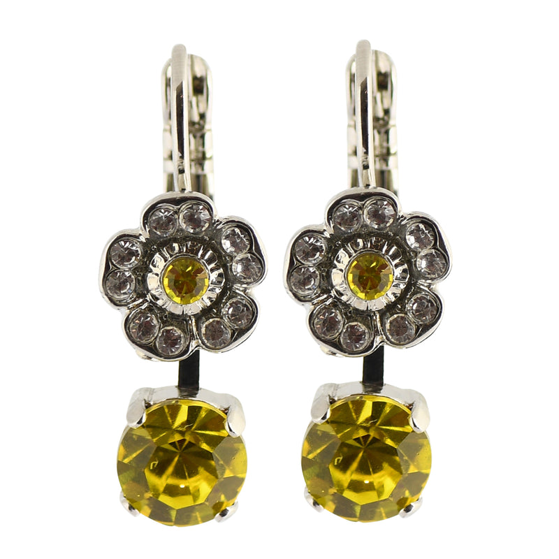 Mariana "Fields Of Gold" Flower Drop Earrings, Rhodium Plated