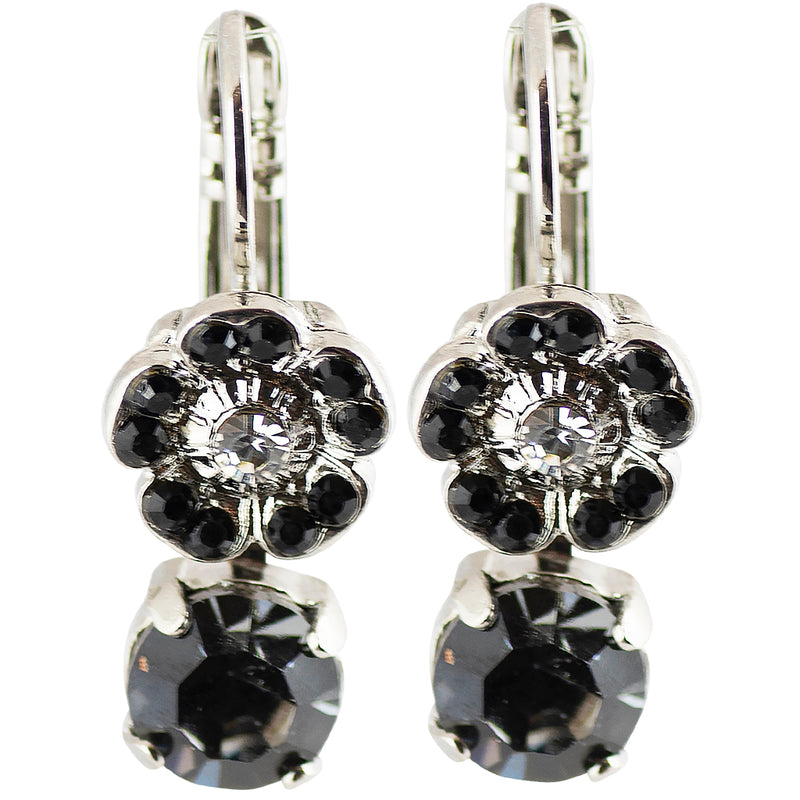 Mariana Jewelry Black Orchid Flower Drop Earrings, Rhodium Plated