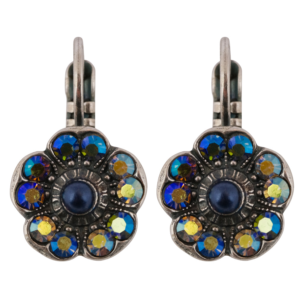 Mariana "Green City" Silver Plated Petite Blossom Crystal Drop Earrings