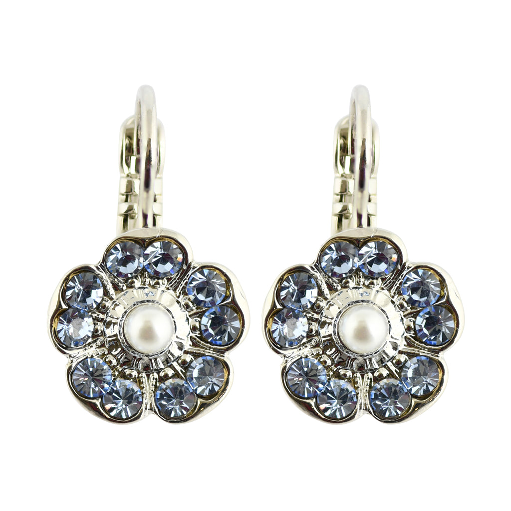 Mariana "Electric Blue" Rhodium Plated Petite Blossom Crystal Drop Earrings