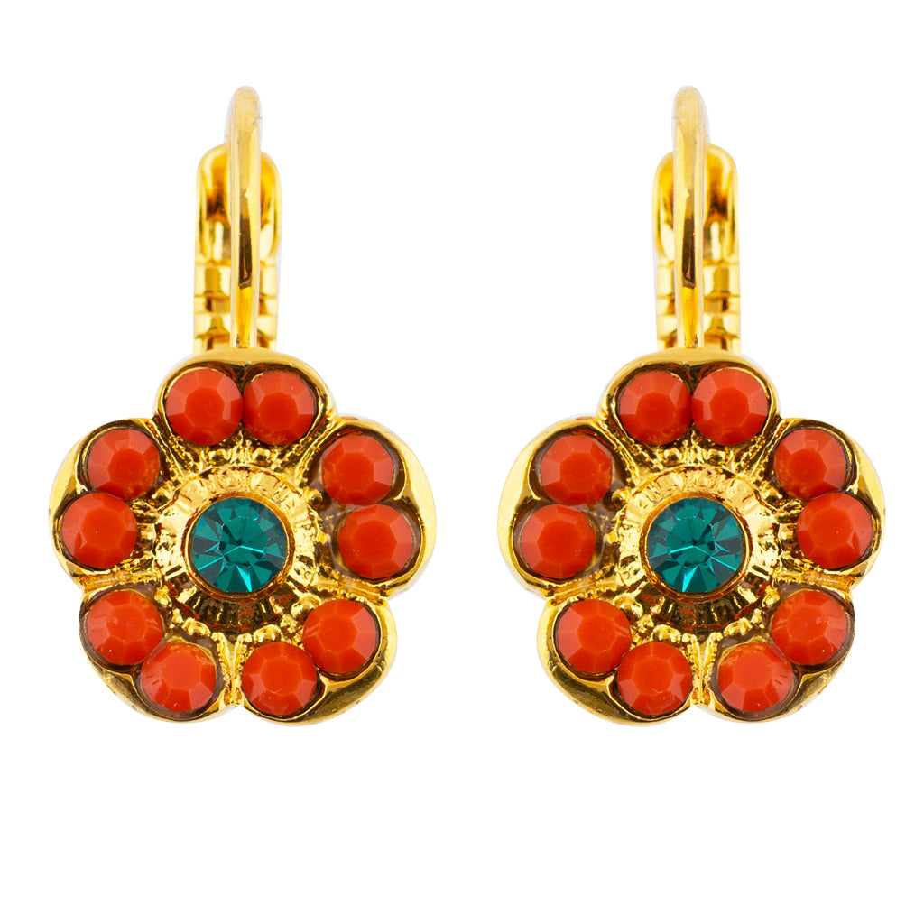 Mariana Poppy Gold Plated Crystal Rounded Square Drop Earrings