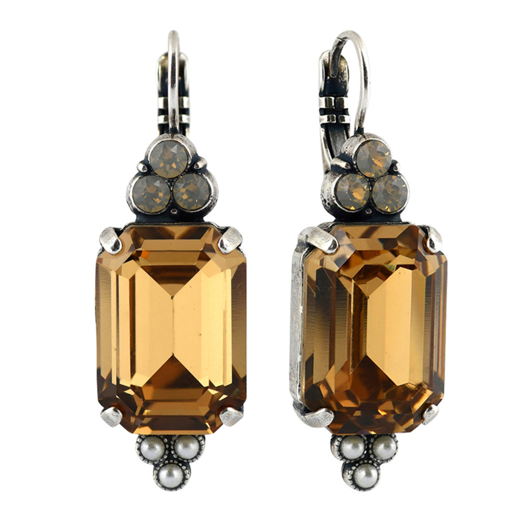 Mariana Jewelry Champagne and Caviar Earrings, Silver Plated with crystal, Nature Collection MAR-E-1283 3911 SP6