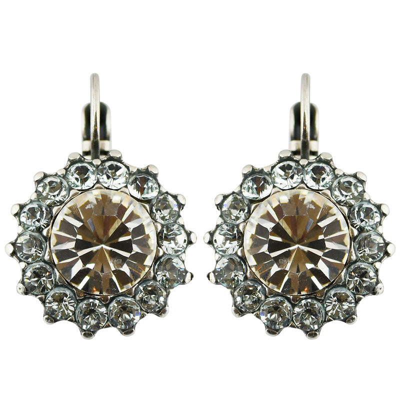 Mariana Evergreen Silver Plated Crystal Sunflower Drop Earrings