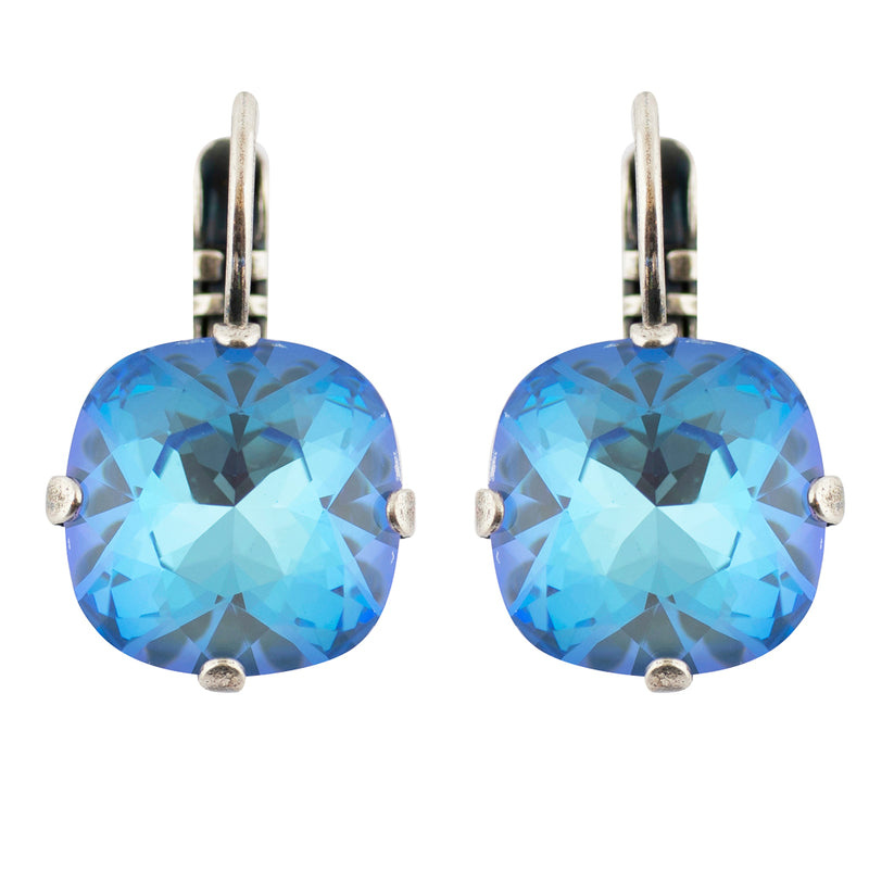 Mariana Silver Plated Crystal Rounded Square Drop Earrings