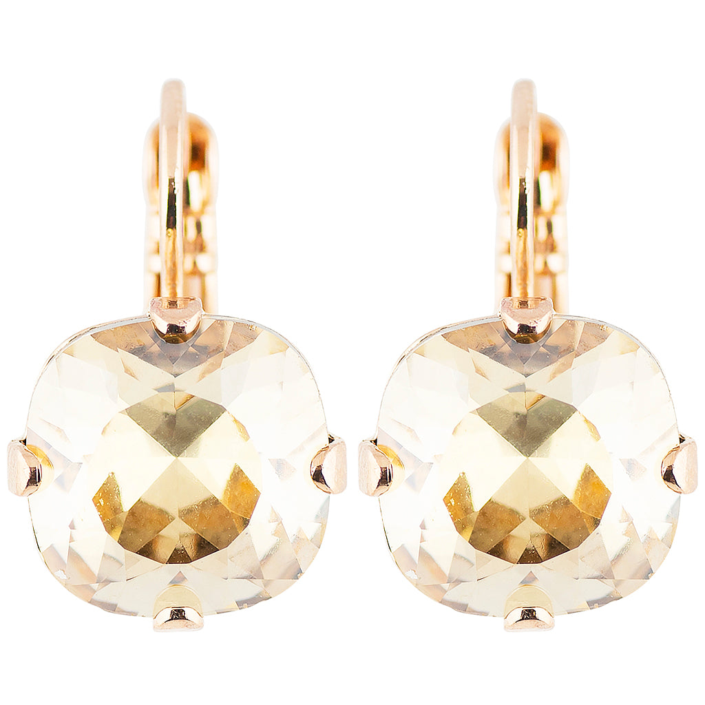 Mariana Jewelry Cookie Dough Silver Plated Crystal Rounded Square Drop Earrings