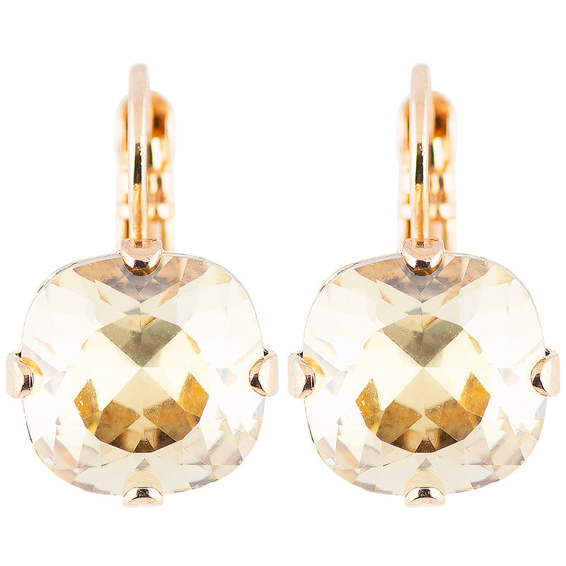Mariana Jewelry Cookie Dough Silver Plated Crystal Rounded Square Drop Earrings