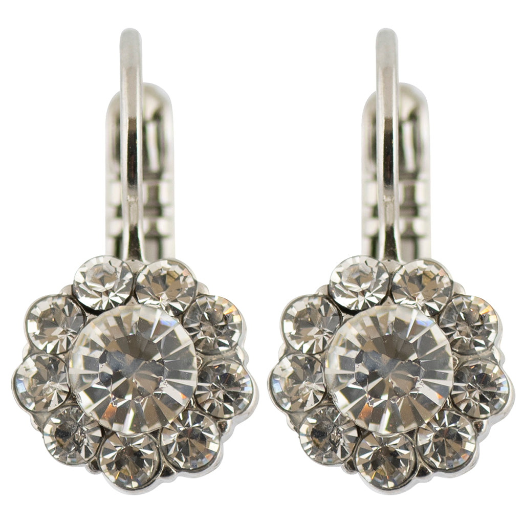 Mariana On A Clear Day Small Flower Drop Earrings, Rhodium Plated