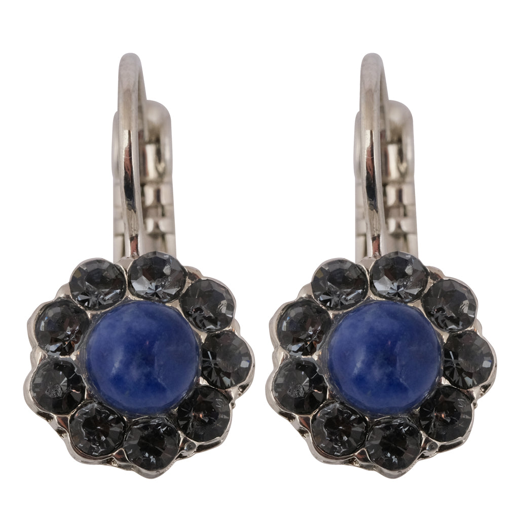 Mariana "Nightfall" Small Flower Drop Earrings, Rhodium Plated