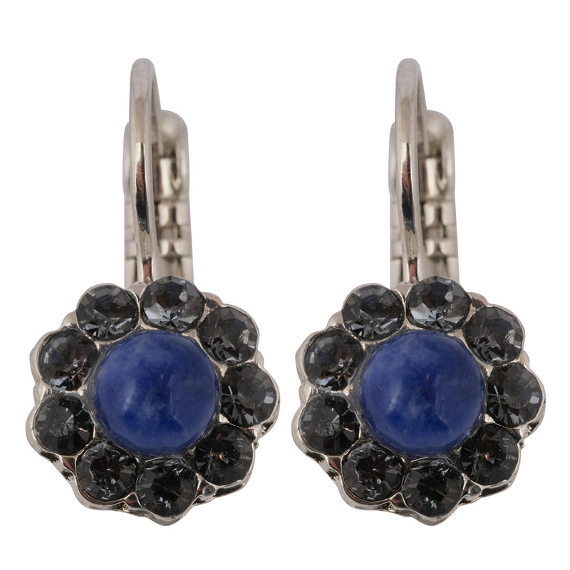 Mariana "Nightfall" Small Flower Drop Earrings, Rhodium Plated