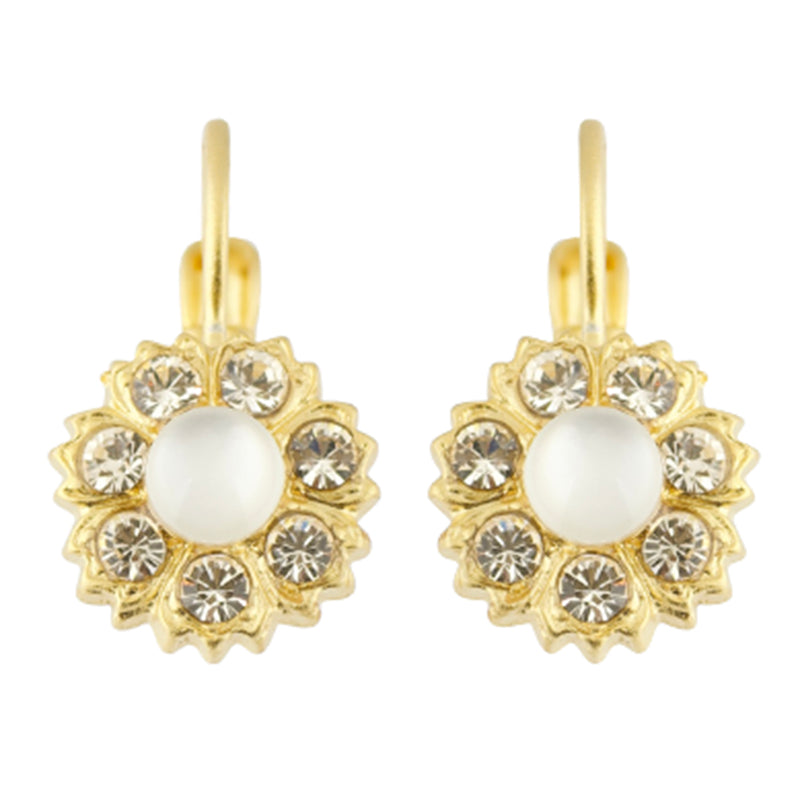 Mariana Barbados Gold Plated Flower Petal Crystal Drop Earrings