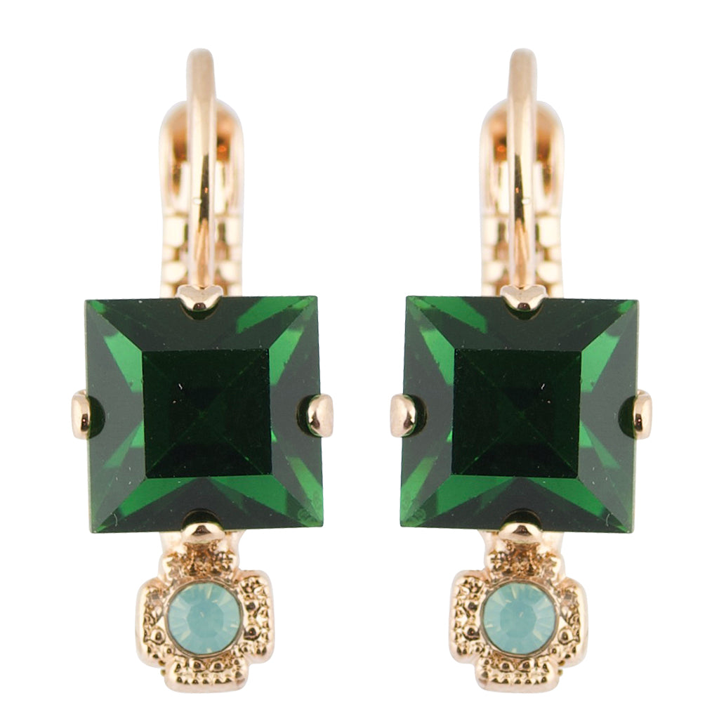Mariana Fern Rose Gold Plated Petite Square Crystal Drop Earrings