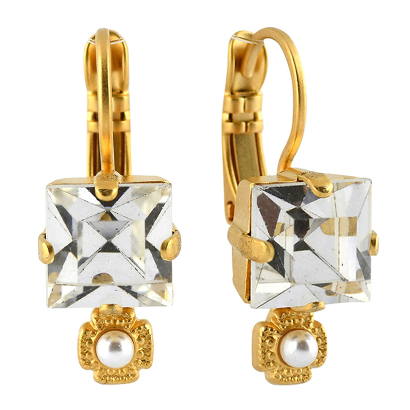 Mariana Jewelry Champagne and Caviar Earrings, Gold Plated with crystal, Nature Collection MAR-E-1419 3911 YG6