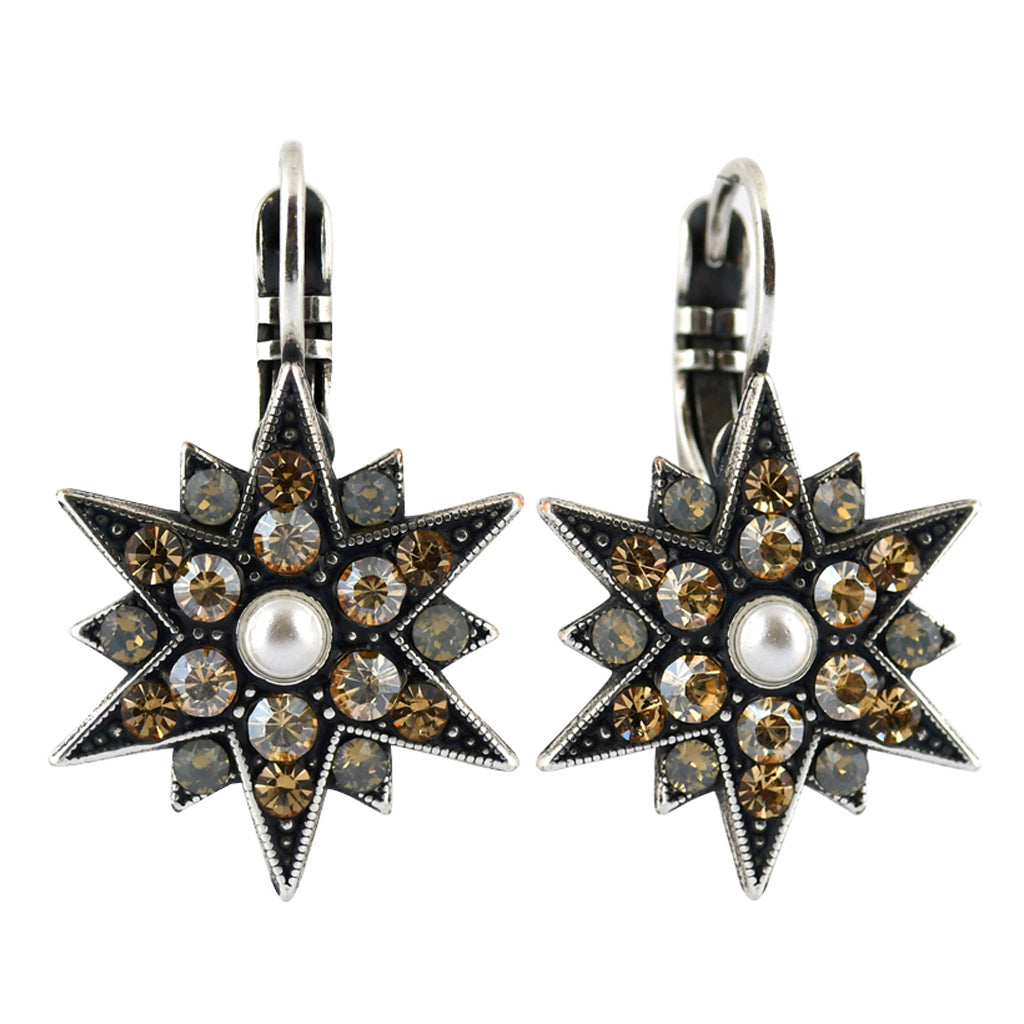Mariana Jewelry Champagne and Caviar Earrings, Silver Plated with crystal, Nature Collection MAR-E-1420 3911 SP6