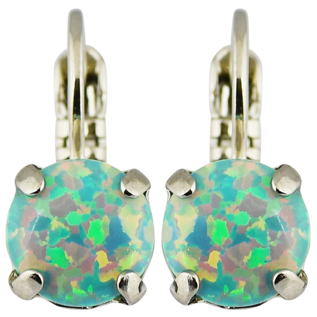 Mariana Rhodium Plated Petite Round Opalescent Drop Earrings