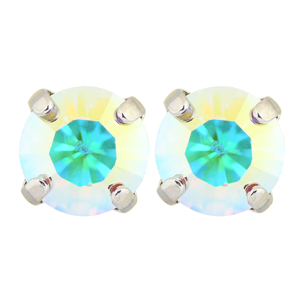 Mariana Rhodium Plated Petite Round Crystal Post Earrings