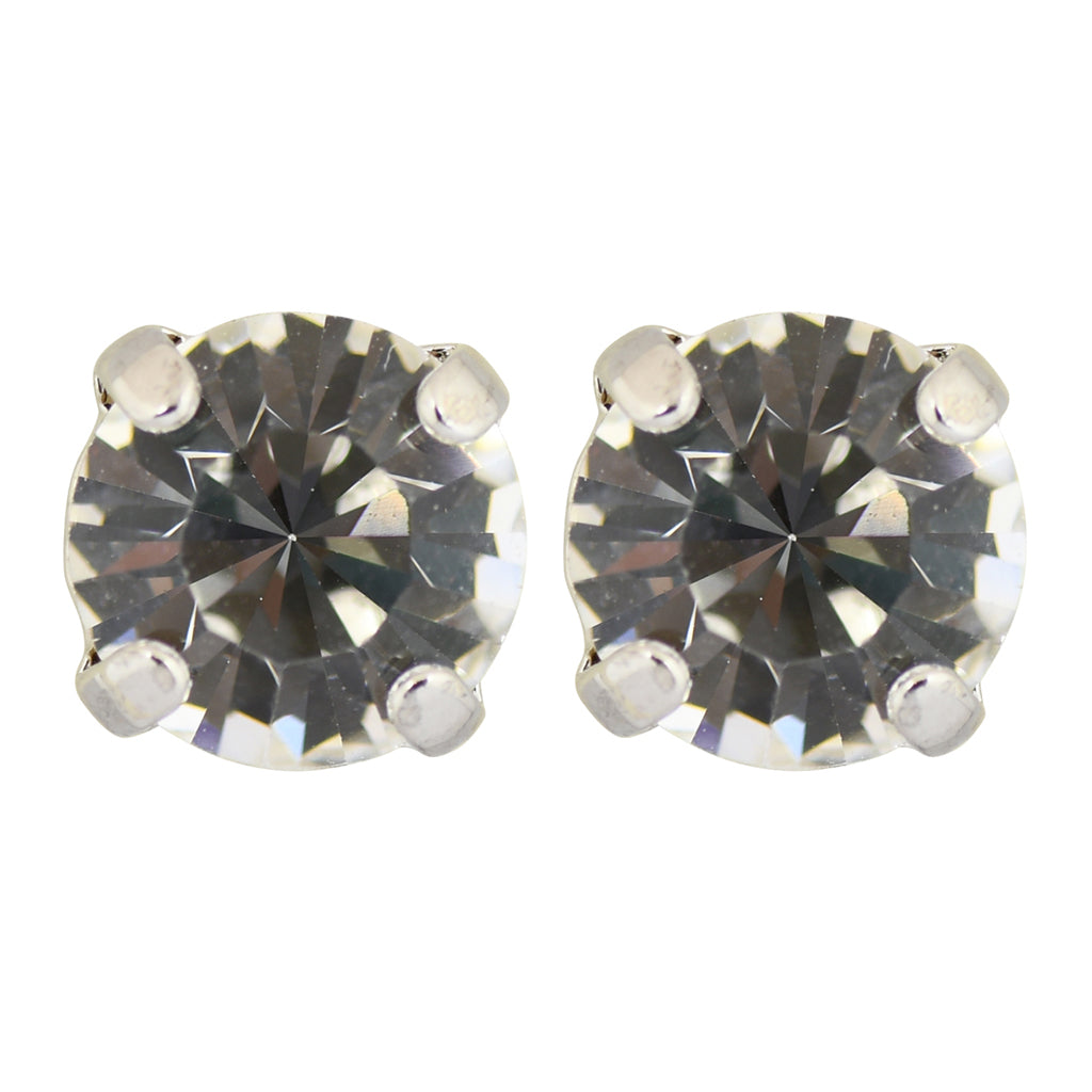 Mariana Rhodium Plated Petite Round Crystal Post Earrings