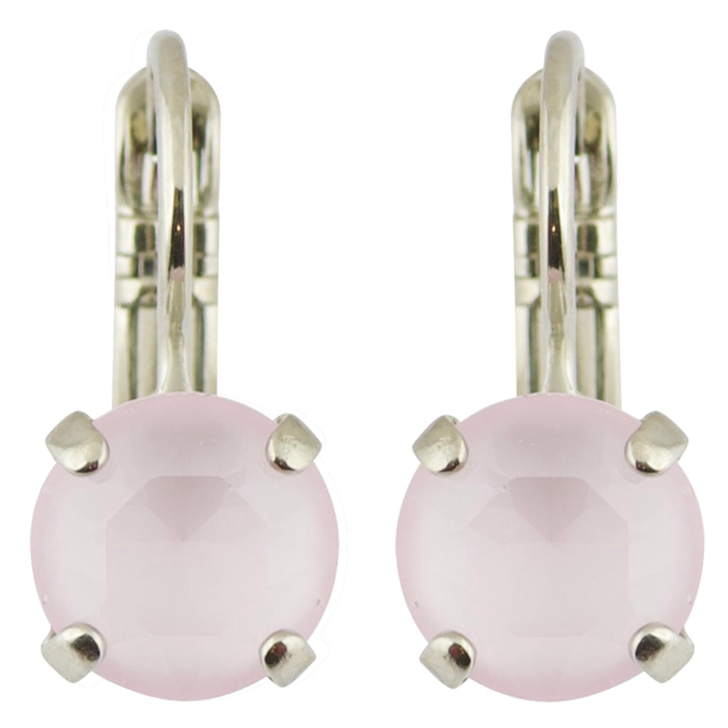 Mariana Sun-Kissed Rose Rhodium Plated Petite Round Crystal Drop Earrings