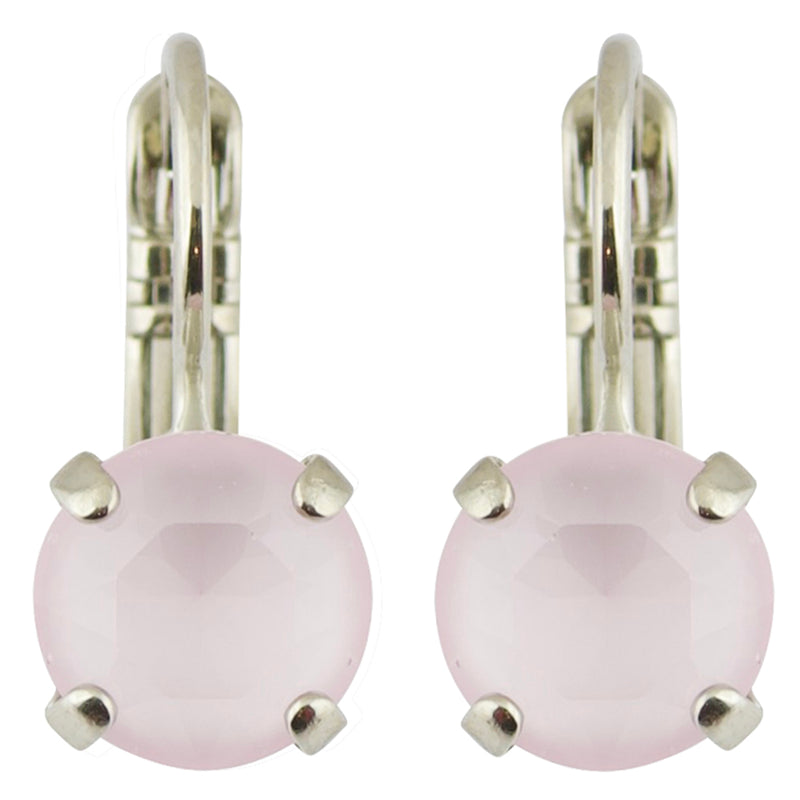 Mariana Sun-Kissed Rose Rhodium Plated Petite Round Crystal Drop Earrings