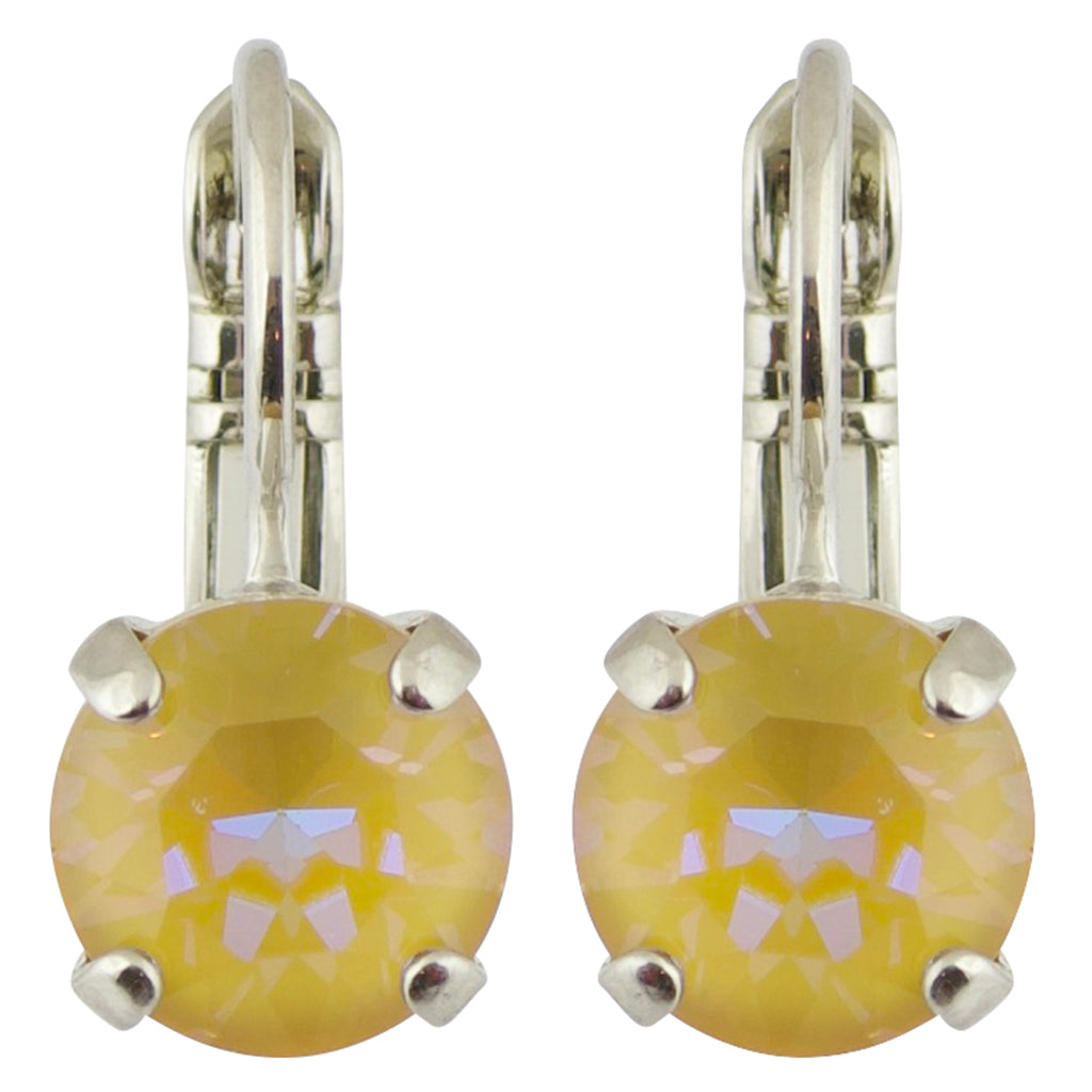 Mariana Sun-Kissed Horizon Rhodium Plated Petite Round Crystal Drop Earrings