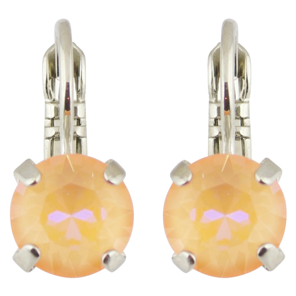 Mariana Sun-Kissed Peach Rhodium Plated Petite Round Crystal Post Earrings