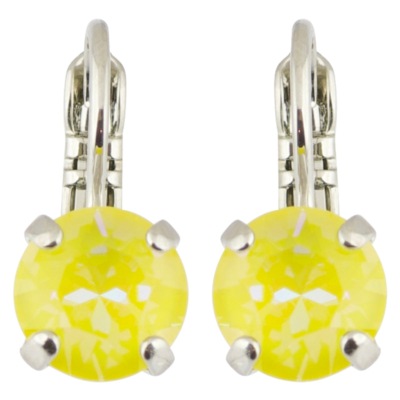Mariana Sun-Kissed Sunshine Rhodium Plated Petite Round Crystal Post Earrings