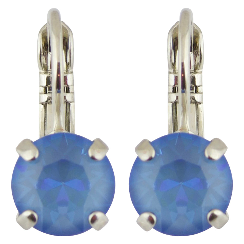 Mariana Sun-Kissed Ocean Rhodium Plated Petite Round Crystal Drop Earrings