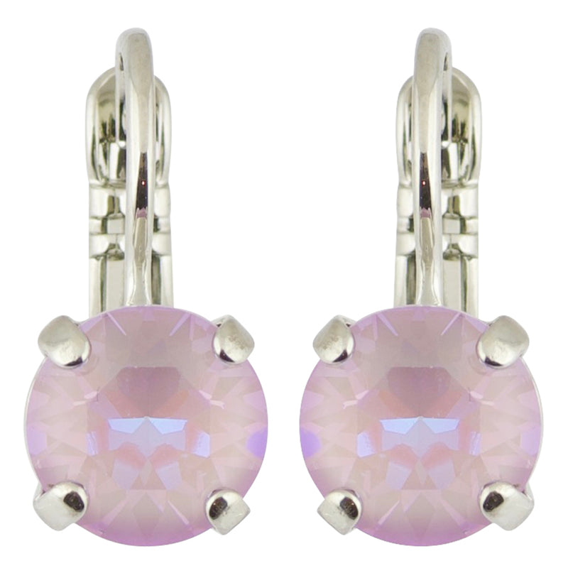 Mariana Sun-Kissed Lavender Rhodium Plated Petite Round Crystal Drop Earrings
