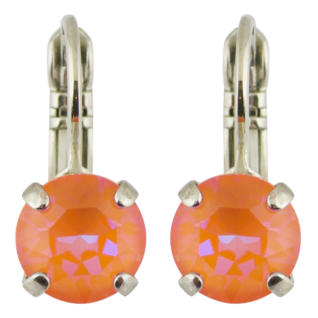 Mariana Sun-Kissed Sunset Rhodium Plated Petite Round Crystal Drop Earrings