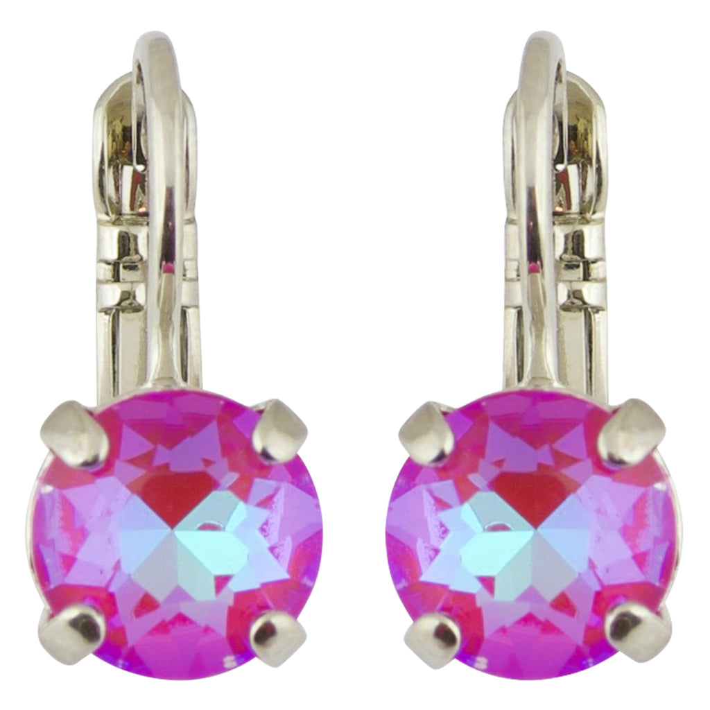 Mariana Sun-Kissed Blush Rhodium Plated Petite Round Crystal Drop Earrings
