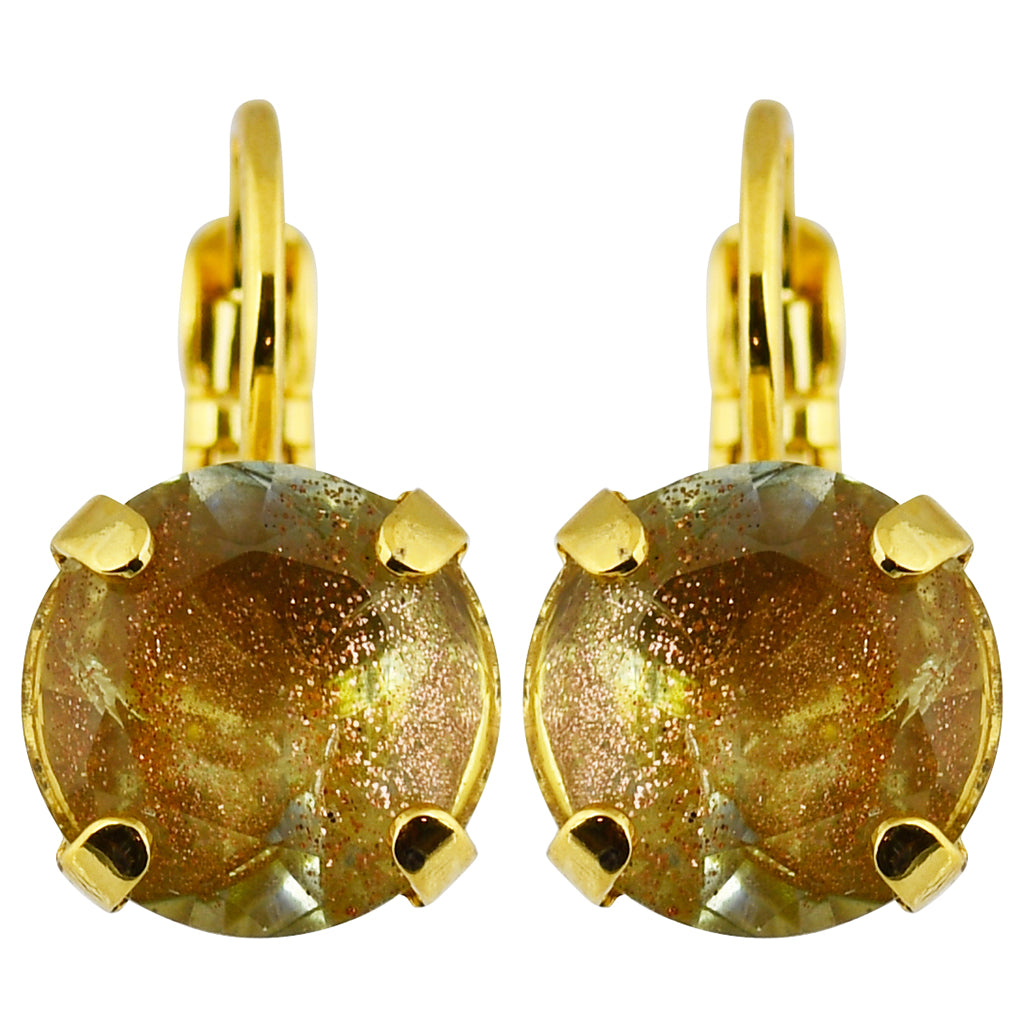 Mariana Peace Gold Plated Round Crystal Drop Earrings