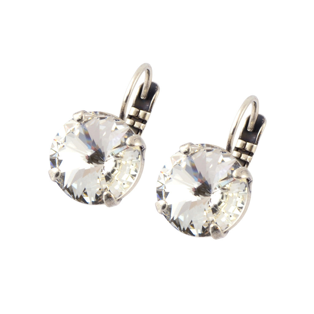 Mariana Jewelry Clear Silver Plated Petite Round crystal Drop Earrings