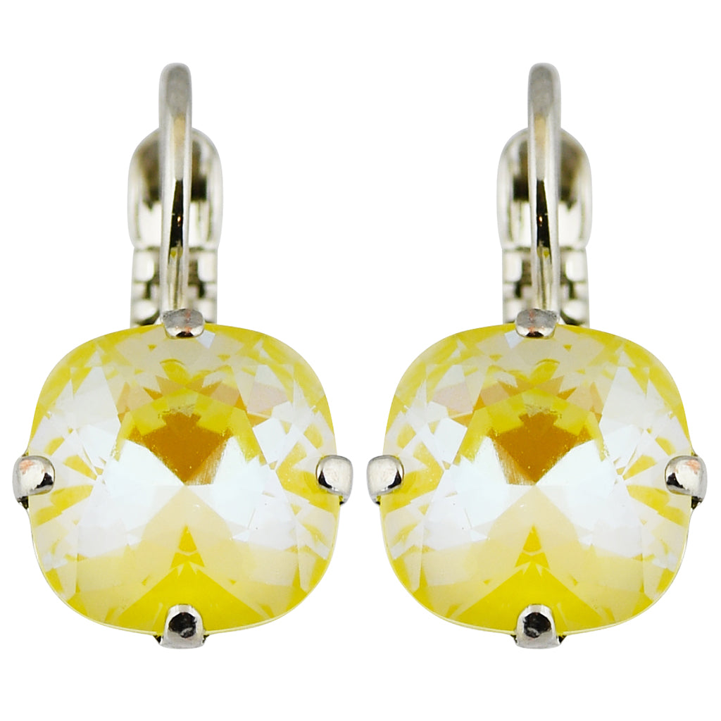 Mariana Sun-Kissed Sunshine Rhodium Plated Round Crystal Drop Earrings
