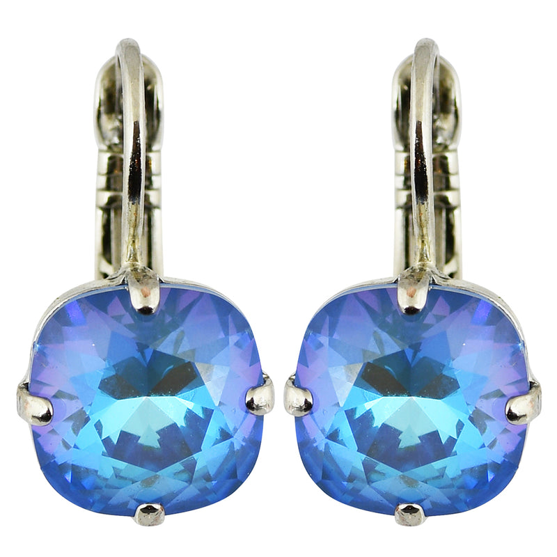 Mariana Sun-Kissed Ocean Rhodium Plated Round Crystal Drop Earrings