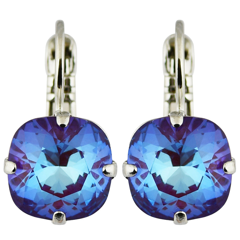 Mariana Sun-Kissed Plum Rhodium Plated Round Crystal Drop Earrings