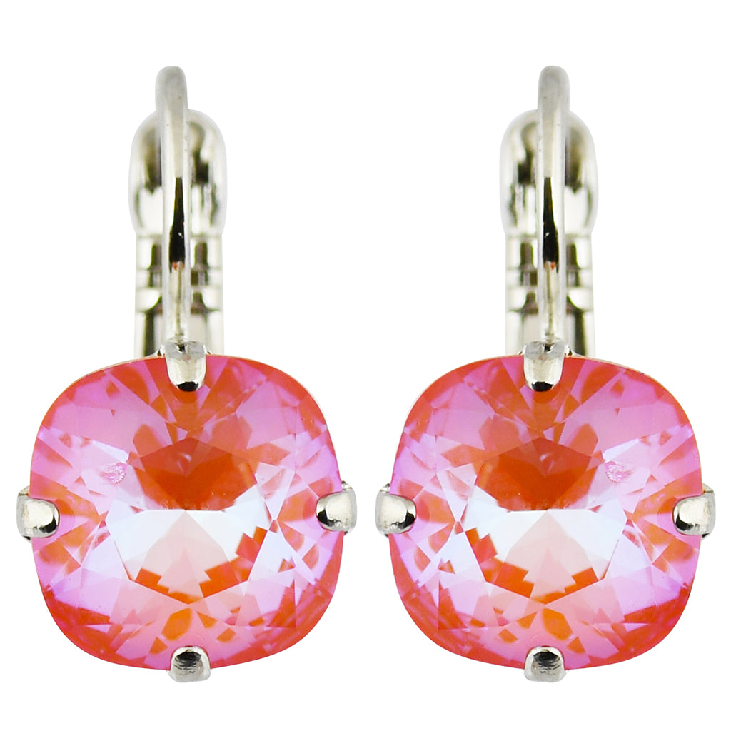 Mariana Sun-Kissed Rhodium Plated Round Crystal Drop Earrings