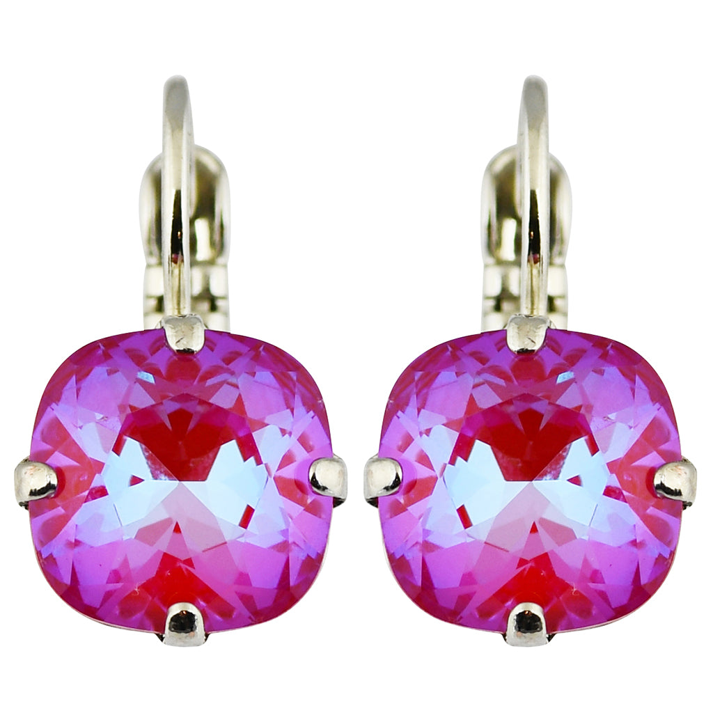 Mariana Sun-Kissed Blush Rhodium Plated Round Crystal Drop Earrings