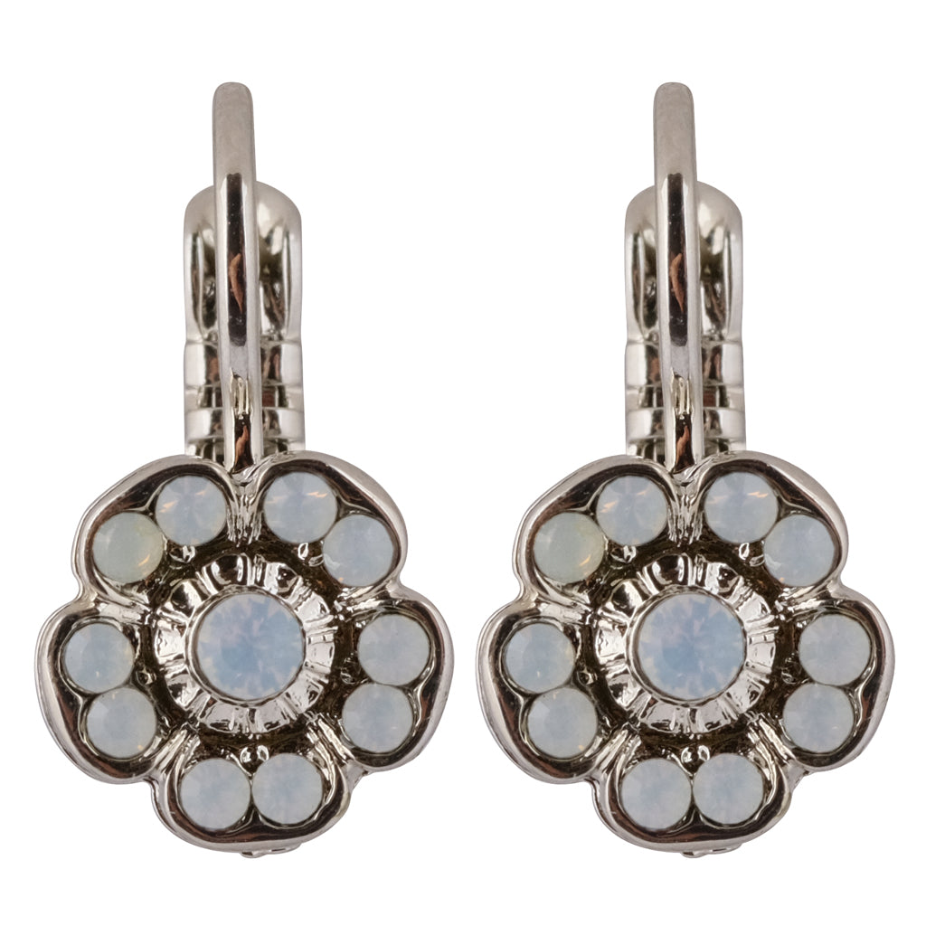 Mariana "White Opal" Earrings, Rhodium Plated with Crystal