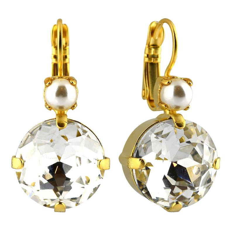 Mariana Jewelry Champagne and Caviar Earrings, Gold Plated with crystal, Nature Collection MAR-E-1506 3911 YG6