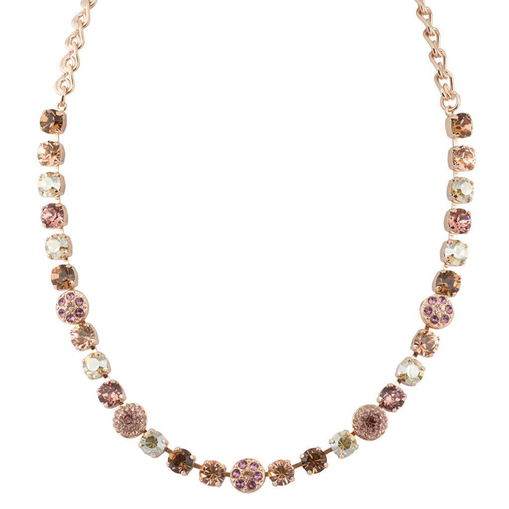 Mariana Rose Gold Plated "Meadow Brown" Crystal Flower Necklace, 18"