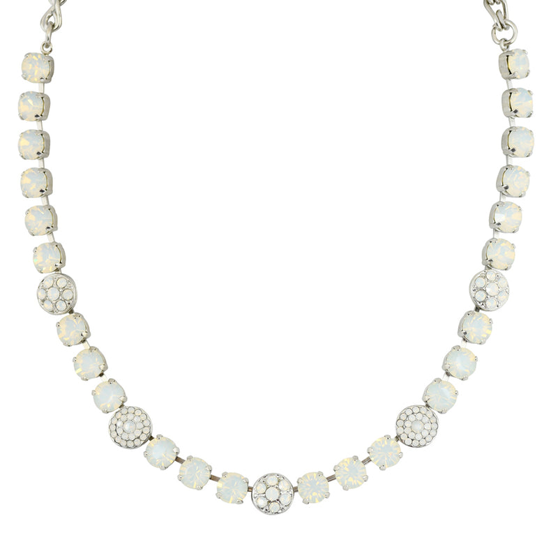 Mariana "White Opal" Rhodium Plated Flower Necklace, 18"