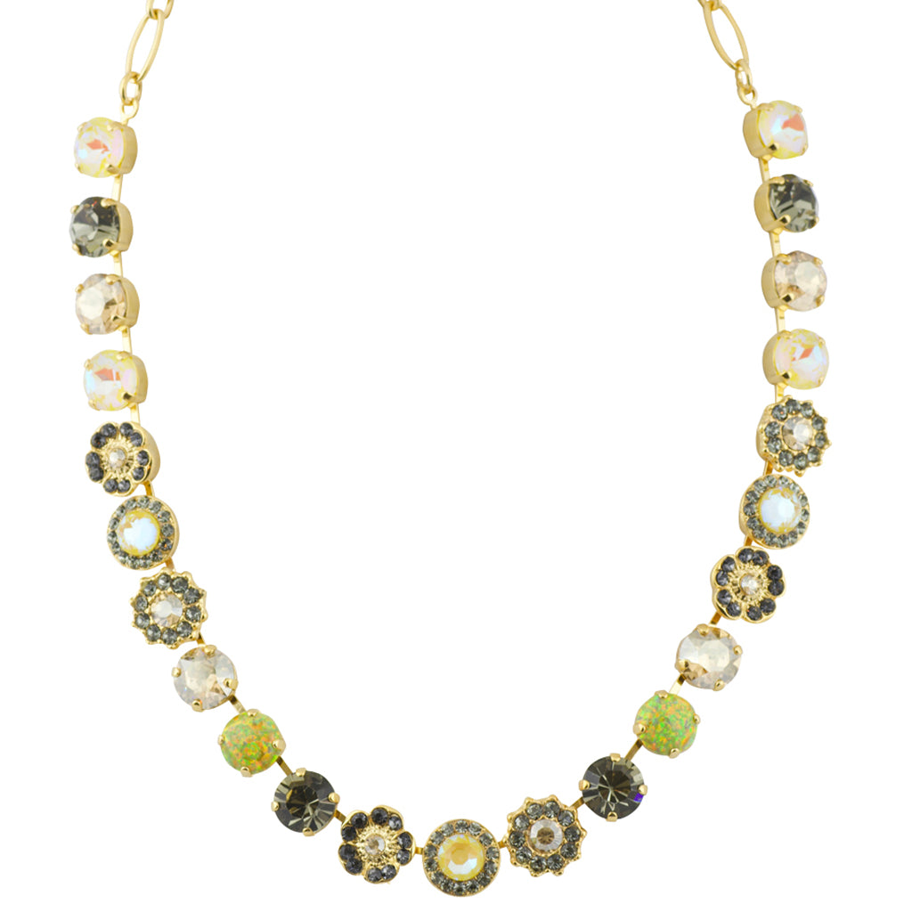 Mariana Painted Lady Crystal Flower Necklace, Gold Plated, 18"